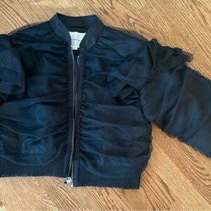 Anthropologie black tulle jacket